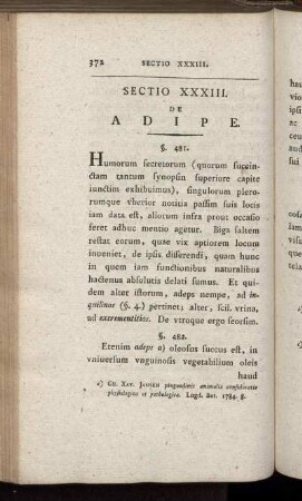 Sectio XXXIII. De Adipe