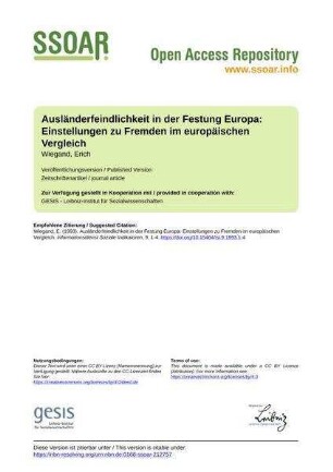 Ausländerfeindlichkeit in der Festung Europa: Einstellungen zu Fremden im europäischen Vergleich