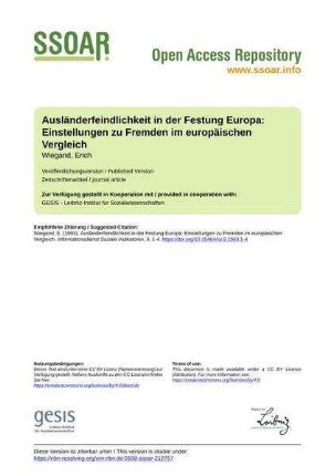 Ausländerfeindlichkeit in der Festung Europa: Einstellungen zu Fremden im europäischen Vergleich