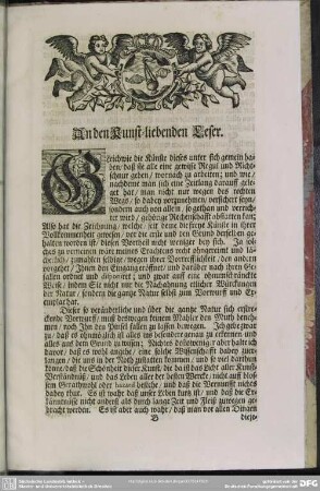 An den Kunst-liebenden Leser