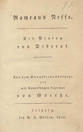 Rameau's Neffe : Ein Dialog