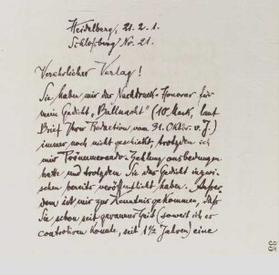 Brief an unbekannten Verlag