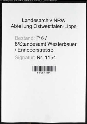 Sterberegister Standesamt Hagen-Enneperstraße (Sitz Westerbauer)