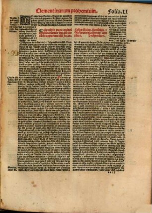 Clementinaru[m] materia cu[m] capitulorum et titulo[rum] numero