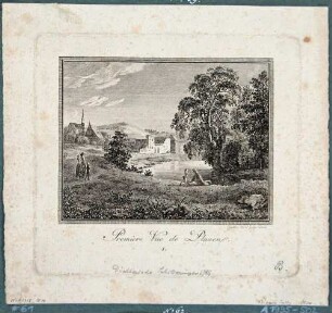 Das Dorf Plauen bei Dresden über die Weißeritz gesehen, Premiere Vue de Plauen/Erste Ansicht von Plauenaus Müllers Dichterischen Schilderungen, 1786.