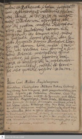Lebenslauf von Johann Carl Müller.