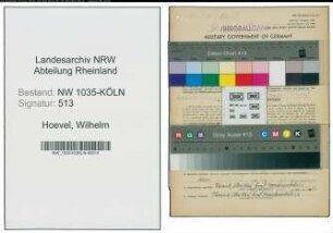 Entnazifizierung Wilhelm Hoevel , geb. 13.09.1908 (Lokheizer)