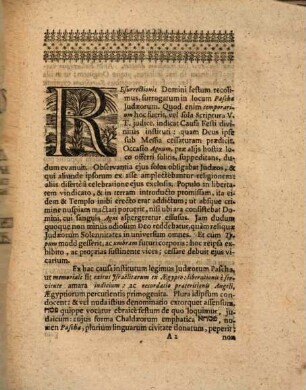 Iudaeorum abrogatum, surrogato in eius locum festo resurrectionis dominicae : [Progr.]