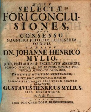Selectae fori conclusiones