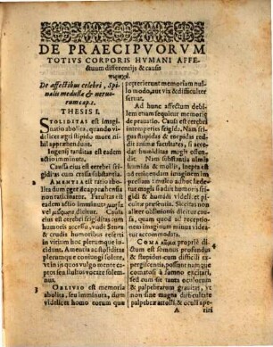 Theses Medicae de Totivs Corporis Hvmani Affectibvs Interioribvs