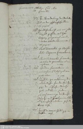 Nr. 737.c - 739.mm: Continuatio Catalogi Codd. Mss. in Quarto