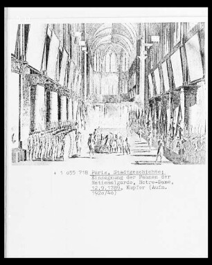 Paris, Notre Dame, Einsegnung der Fahnen der Nationalgarde am 12.09.1789
