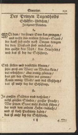Des Prinzen Tugendholds Schäffer-Liedchen/ In eigener Melodey.