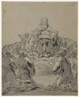 Öffnung des Buches mit den sieben Siegeln, Blatt 66 der Folge "Szenen aus dem Neuen Testament"