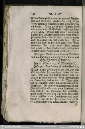 Ehe-Viertel-Stunde, den 14. Nov. 1745. in Marienborn