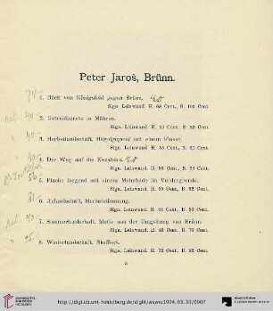 Peter Jaroš, Brünn (Nr. 1-129)