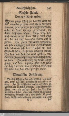 Sechste Fabel. Zween Reisende