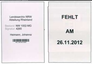Entnazifizierung Johanna Heimann , geb. 04.10.1900 (Kuechenhilfe)