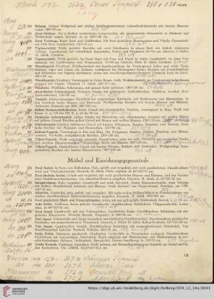 Möbel und Einrichtungsgegenstände (Nr. 270-297)