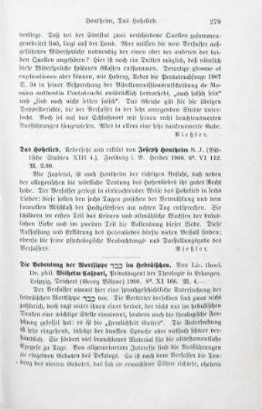 279-280 [Rezension] Caspari, Wilhelm, Die Bedeutungen der Wortsippe kbd im Hebräischen