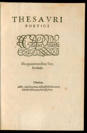Thesauri Poetici Classis Quarta De quantitatibus Verborum.