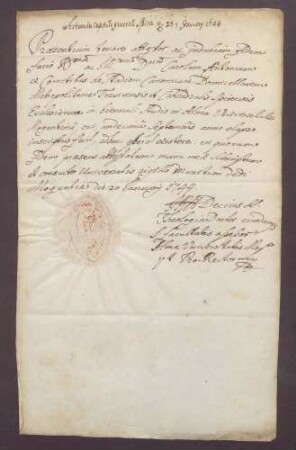 Mainzer Studienzeugnisse des Grafen Johann Karl Casimir von Stadion-Thannhausen.
