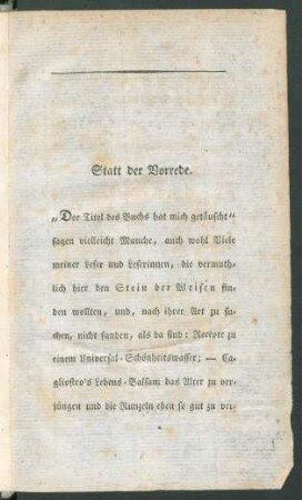 Statt der Vorrede.