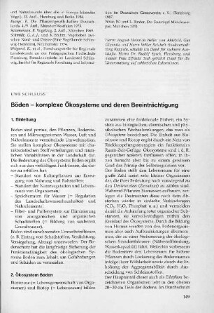 Böden - komplexe Ökosysteme und deren Beeinträchtigung