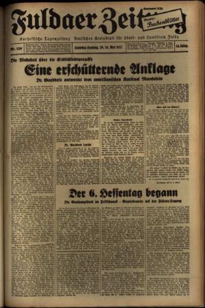 Erste Ausgabe vom Sonntag, den 30. Mai 1937.