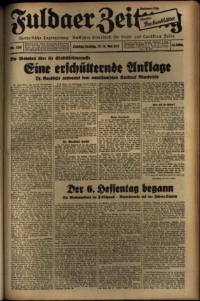Erste Ausgabe vom Sonntag, den 30. Mai 1937.