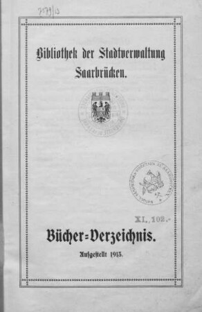 Bücher-Verzeichnis : aufgestellt 1913