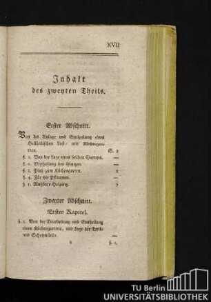 Inhalt des zweyten Theils.