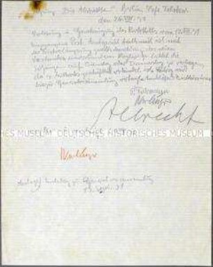 Handschriftliches Protokoll einer Mitgliederversammlung der Künstlervereinigung "Die Abstrakten" - Sachkonvolut