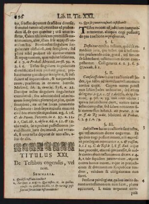 Titulus XXI. De Testibus cogendis, vel non.