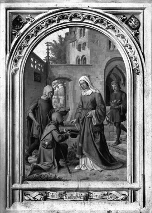 Die Landgräfin Elisabeth von Thüringen teilt Almosen aus