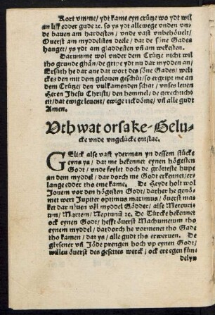Uth wat orsake/ Gelucke unde ungelücke entstae
