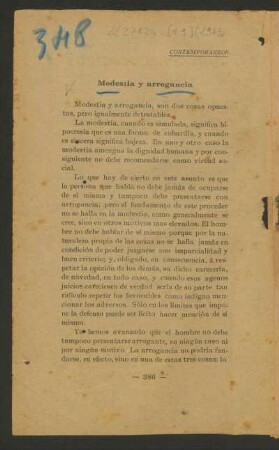 Modestia y arrogancia
