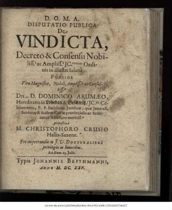 Disputatio Publica De Vindicta