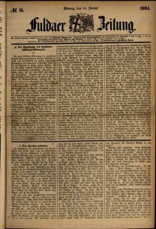 Ausgabe vom Montag, den 14. Januar 1884.