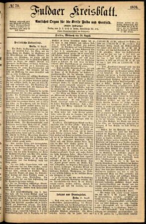 Ausgabe vom Mittwoch, den 30. August 1876.