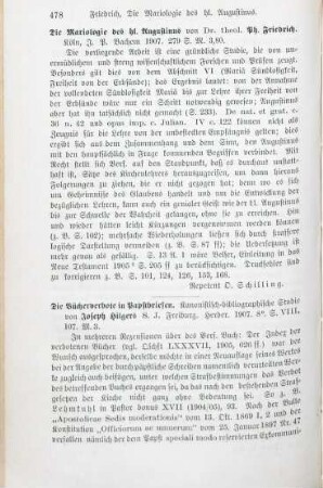 478 [Rezension] Friedrich, Philipp, Die Mariologie des hl. Augustinus