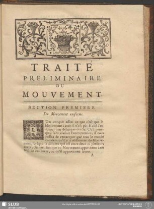 Traité Preliminaire Du Mouvement