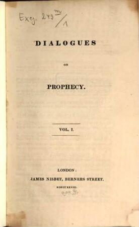 Dialogues on prophecy, 1
