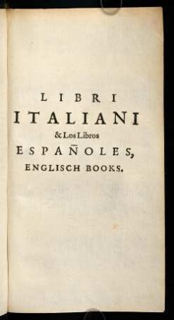1-22, Libri Italiani & Los Libros Espanoles, Englisch Books.