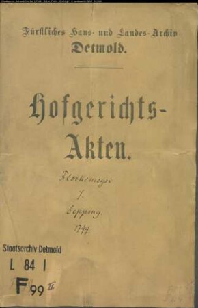 Flörkemeier, Johann Konrad, jetzt Depping zu Stemmen gegen Leibzüchter Depping zu Stemmen - Ansprüche aus der Interimswirtschaft