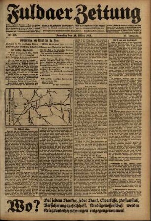 Erste Ausgabe vom Samstag, den 23. März 1918.
