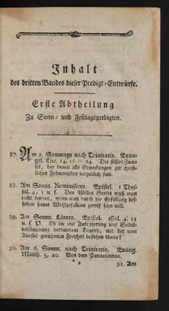 Inhalt des dritten Bandes dieser Predigt-Entwürfe.