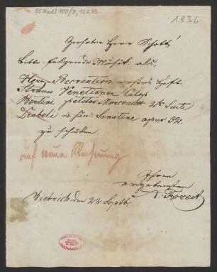 Brief an B. Schott's Söhne : 22.09.1836