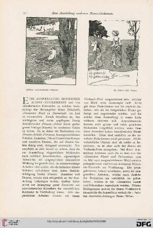 Eine Ausstellung moderner Kunst-Stickereien