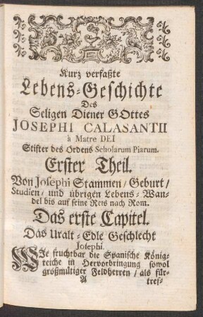 Erster Theil. Das erste Capitel. - Das achte Capitel.
